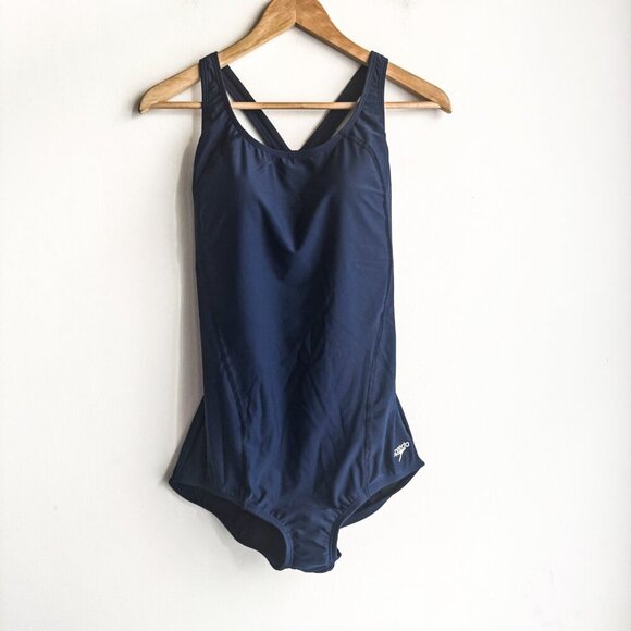 Speedo Navy Blue One Piece Swimsuit 12 NWT - Picture 1 of 4